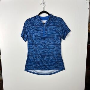 Greg Norman Collection Blue Zebra Print Short Sleeve Tee NWOT Sz M golf tennis